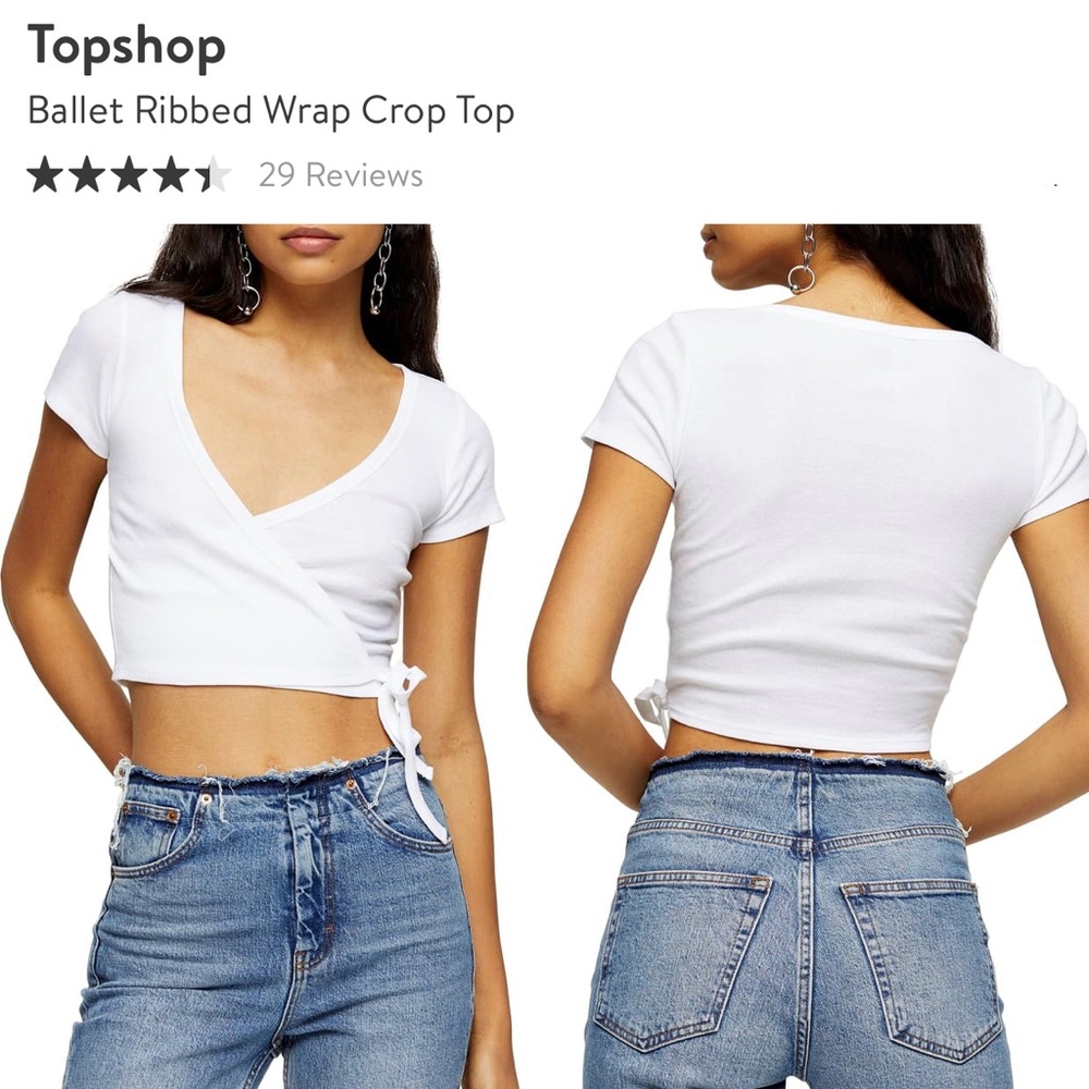 Topshop Ribbed Ballet Wrap Crop Top